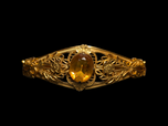 Vintage / Edwardian Gold Plated & Glass Filigree Floral Hinge Bracelet