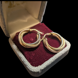 14K Tri-Colour Gold Twist Hoop Earrings