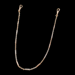 9CT Rose Gold & White Gold Bi Colour Bar Link Pocket Watch Chain With 2 Dog Clips