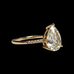 10K Yellow Gold Teardrop Pale Blue / Green Quartz & CZ Ring Size 6