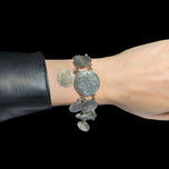 Victorian Era Etched Love Token Coin Family Monogram Panel Link Bracelet