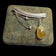 .875 Silver Modernist Drop Chain Sterling Brooch With Yellow Agate USSR Soviet