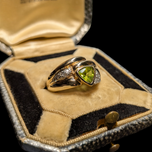 10K Yellow Gold Trilliant Cut Peridot & Diamond Ring Size 7.5