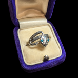 Sterling Silver Snake Ring With Turquoise Eyes - Native American - Zuni