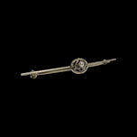 Antique 14K White Gold & Fresh Water Pearl Filigree Bar Brooch