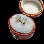 14K Yellow Gold Oval Claw Set Opal Stud Earrings