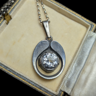 Sterling Silver Karl Laine for Finnfeelings Rock Crystal MCM Necklace Modernist