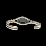 Sterling Silver Split Shank Amber Cuff Bracelet With Floral Motif
