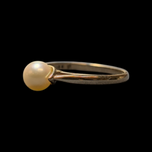 10K Yellow Gold Minimalist Pearl Ring Size 5 3/4