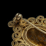Early Gold Gilt Domed Brooch with Filigree Carnelian & Turquoise