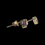 10K Yellow Gold Claw Set Amethyst Stud Earrings
