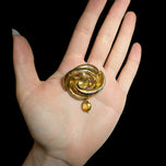 Antique 9K Gold & Citrine Victorian Era Love Knot Brooch