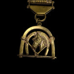 Antique Brass Pocket Watch Fob Chain with Horse / Equestrian Pendant