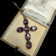 Antique Gold Filled Amethyst Cross with Gold Filled Chain