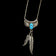 Native American Sterling Silver & Turquoise Feather Pendant Necklace