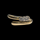 18K Yellow Gold Three Diamond Bypass Ring - Tiffany Snake Ring Inspired Size 4 3/4