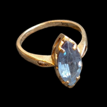 10K Yellow Gold Vintage Synthetic Blue Spinel Ring - Marquise Cut