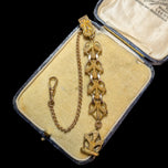Antique Victorian Gold Filled Panel Link Watch Fob Vest Chain / Chatelaine Fob