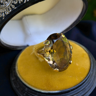 10K Yellow Gold & Faceted Oval Cut Smoky Quartz Cocktail Ring