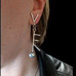 Sterling Silver Abstract Modernist Branch / Spoon Drop Dangle Earrings - Signed