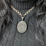 Antique Victorian Gold Wash / Gilt Silver Book Chain With Sterling Silver Crane Locket With Photos