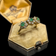 14K Yellow Gold Emerald and White Zircon Ring Size 8 3/4