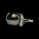 14K White Gold Diamond & Tahitian Black Pearl Ring Size 5 3/4