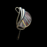 Sterling Silver Art Nouveau Style by Artist Pat Cheney Brooch with John Ditchfield Glass