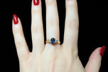 14K Yellow Gold Sapphire & Diamond Ring Size 6 3/4
