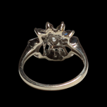 14K White Gold Sapphire and Diamond Floral Cluster Ring Size 6