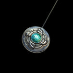 Charles Horner Sterling Silver & Enamel Art Nouveau Articulating Head Hat Pin 10"