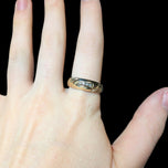 10K Yellow Gold Ribbed Diamond Row Band Size 8 3/4