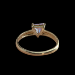 14K Gold Triangle Cut Purple CZ Ring Size 5.5