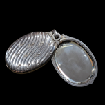 Antique Sterling Silver Chatelaine Double Swing Mirror / Slide Pendant Floral Rococo Style