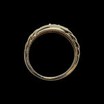 10K Yellow Gold Ribbed Diamond Row Band Size 8 3/4