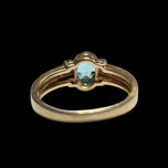 14K Yellow & White Gold Green Beryl & Diamond Ring Size 7.5