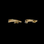 14K Two Tone Yellow & White Gold Half-Hoop Stud Earrings