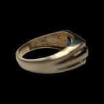 10K Yellow Gold Flat Face Bezel Set Sapphire & Diamond Ring Size 6 3/4