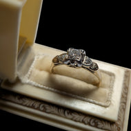 10K Yellow Gold & Platinum Art Deco 0.25CT Old Cut Diamond Engagement Ring Size 5 3/4
