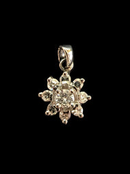 14K White Gold & Diamond Flower Pendant