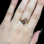 10-14K Yellow Gold Ruby and Diamond Ring Size 6 1/2