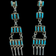 Sterling Silver Native American Turquoise Chandelier Stud Earrings Petit Point Signed