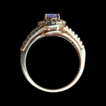 10K Rose Gold Natural Tanzanite and Diamond Split Shank Ring