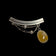 .875 Silver Modernist Drop Chain Sterling Brooch With Yellow Agate USSR Soviet