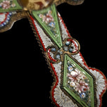Large Antique Italian Micro Mosaic Cross Pendant - Pope Photo