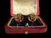 Antique 19.2K Gold Portuguese Earrings with Pink & White Paste Stone