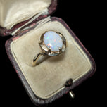 10K Yellow Gold Claw Set Oval Opal Ring Size 7 3/4