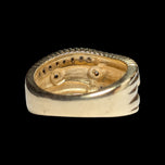 10K Yellow & White Gold Diamond Woven Work Statement Band / Ring Size 6