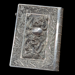 Antique Silver Filigree Book Shaped Trinket Box / Cigarette Case / Card Case