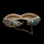 Early Silver Beetle / Bug and Floral Bracelet Enamelled Bracelet